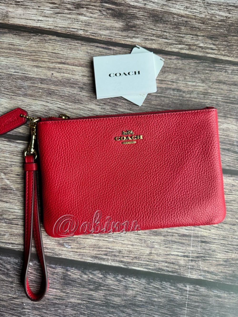 NWT Coach Red Leather Wristlet Clutch - Picture 2 of 3